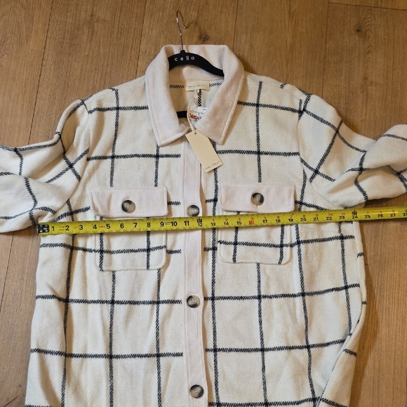 Melloday Women's White and Black Checkered Flannel Shacket Sz 2X - Picture 4 of 6